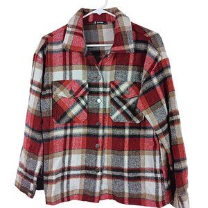 BTFBM Womens Plaid Button Up Shirt Jacket Size Small Casual Shacket Cabincore